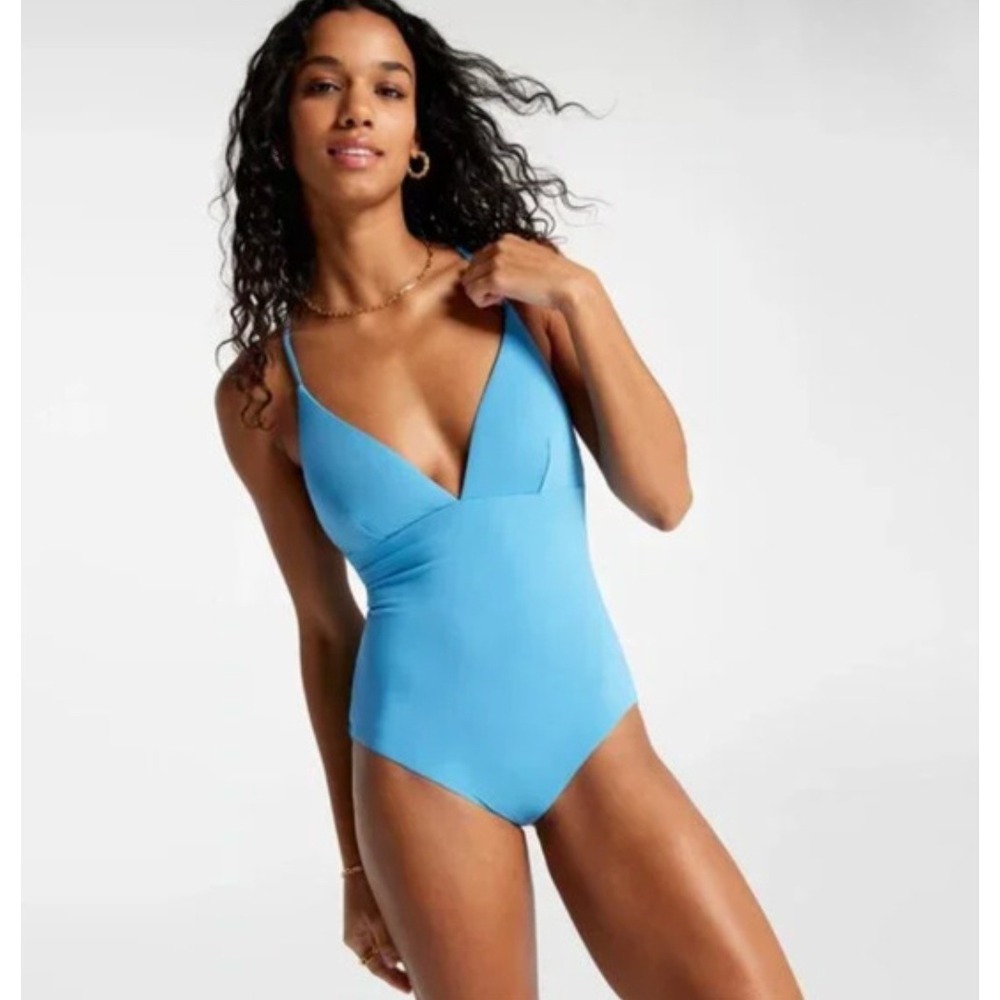 CALIA Women's‎ Swim Triangle Strappy Back One Piece 14 Tranquil Blue MSRP $88